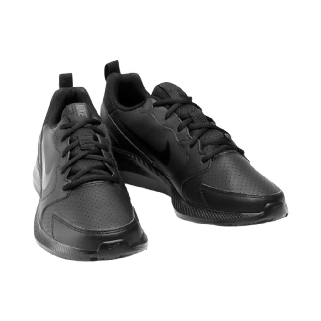 Nike leather sneakers sales black